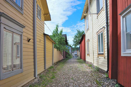 Finland. Beautiful cozy street in the town of Porvooの写真素材