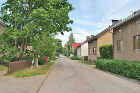 Finland. Beautiful cozy street in the town of Lappeenrantaの写真素材