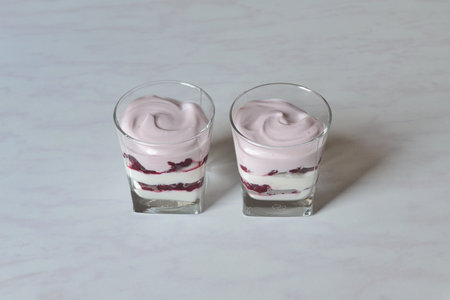 Dessert in portioned glassesの写真素材