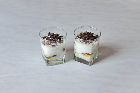 Dessert in portioned glassesの写真素材