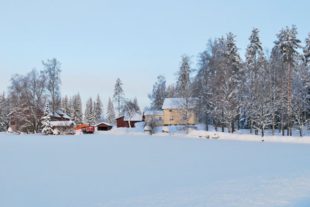 Wonderful winter morning in Finlandの写真素材