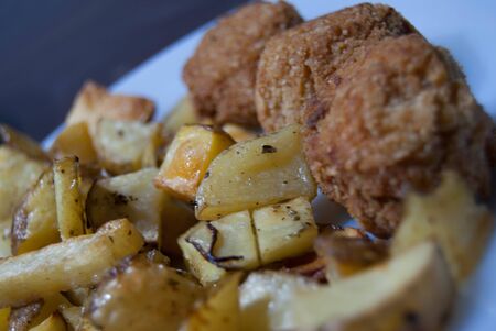 falafel with potatoesの写真素材