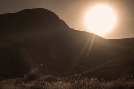 Photography of Volcano in Nijar at sunset. El Hollazo, Campohermoso, Nijar, Almeria, Andalucia.の写真素材