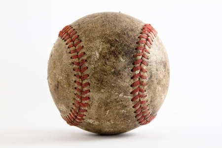 one baseball on white backgroundの写真素材