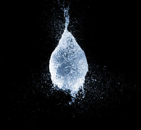 blue water balloon explosion splashesの写真素材