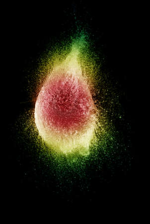 water balloon explosion is caught on cameraの写真素材