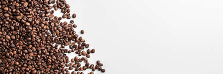 White coffee table scattered on the leftの写真素材