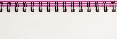 White blank sketchbook with space for text. Panoramic mockup. Pink pastel linear paper pattern. Minimal geometrical compositionの写真素材