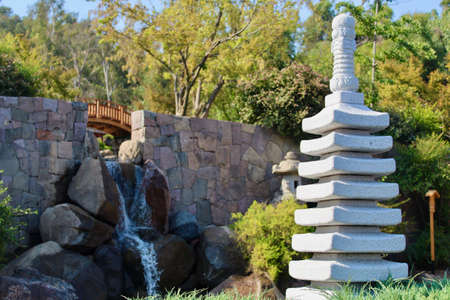 Beautiful Japanese garden located in Santiago de Chileの写真素材