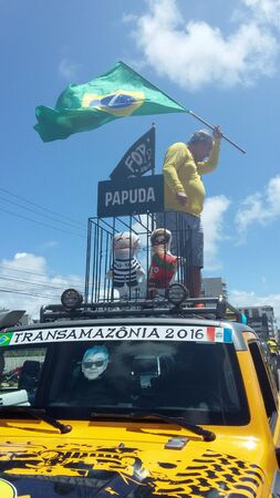 Macei -AL, Brazil - March 13 2016: Protest on the streets against former President Luiz Inacio Lula da Silva (Convicted of corruption and other crimes), during the impeachment vote of Dilma Rousseffのeditorial素材