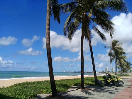 Maceio AL Brazil - 25 may, 2019 - Motorcycle cops on the beach (known as Ronda do Bairro)のeditorial素材
