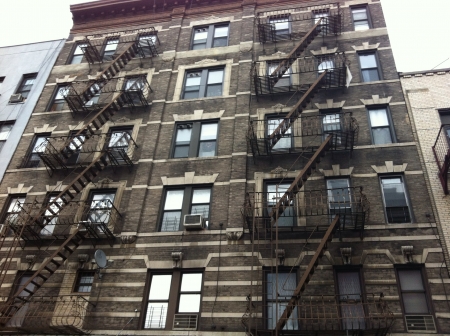 typical New York building with emergency stairs の素材