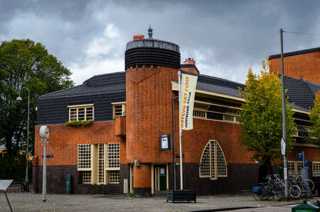 AMSTERDAM, THE NETHERLANDS OCTOBER 07, 2020. Front entrance of the museum Het Schip showcasing the...