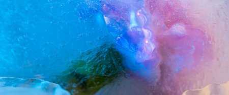 Abstract image of a pink carnation capsulated in ice
