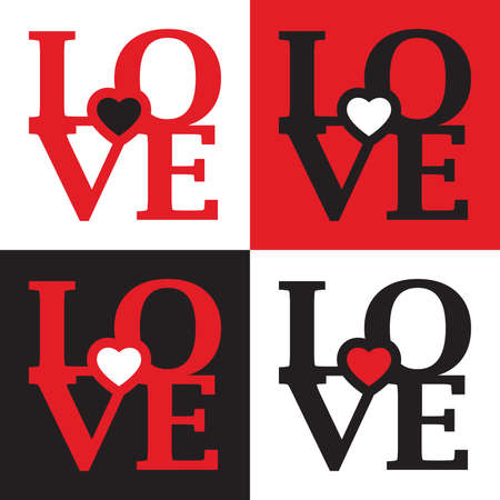 Seamless set of LOVEのイラスト素材