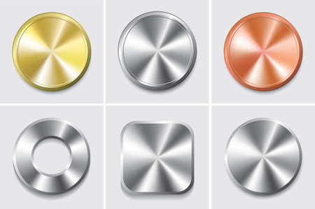 Vector illustration metal icon setのイラスト素材