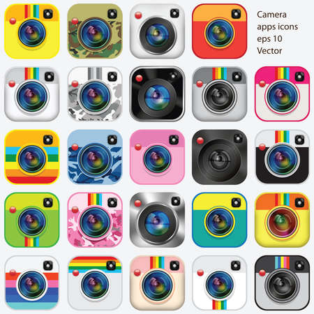 Set of camera apps iconsのイラスト素材