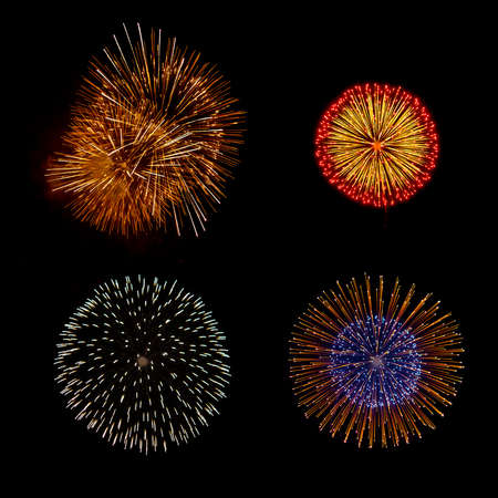 Firework set on black backgroundの写真素材