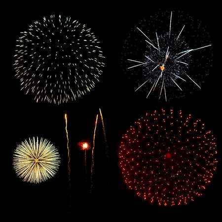 Firework set on black background