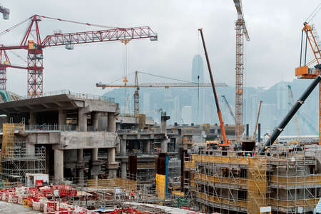 Under Construction Construction works of the Hong Kong section of Guangzhou Shenzhen Hong Kong express rail linkの写真素材
