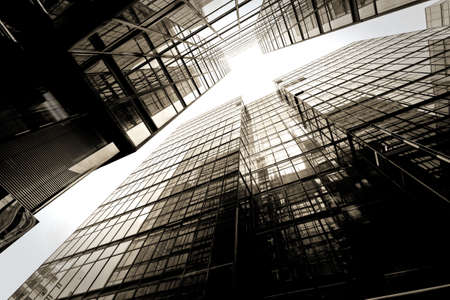 Modern glass skyscrapers perspective in the city