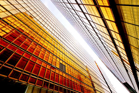 Modern glass skyscrapers perspective in the cityの写真素材