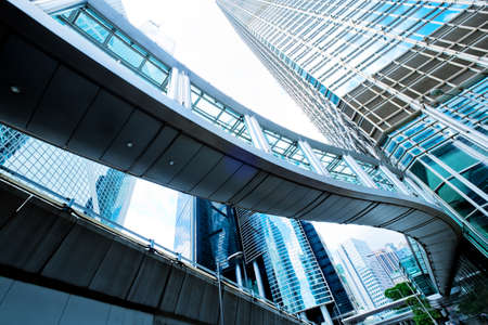 Modern glass skyscrapers perspective in the cityの写真素材