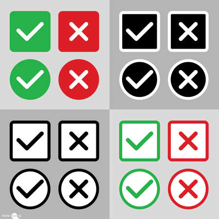 Yes or No iconsのイラスト素材