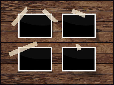 Set of frame isolated on wooden background, vectorのイラスト素材