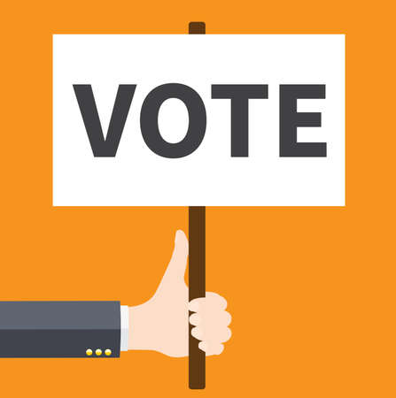Businessmen holding a signboard with the word Voteのイラスト素材