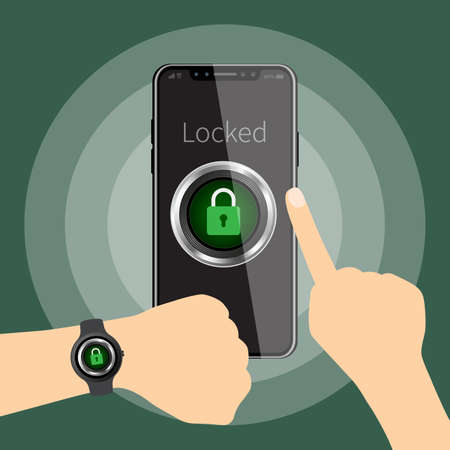 Vector illustration of mobile security.