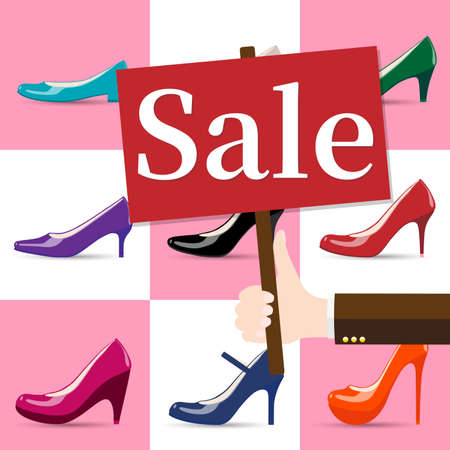 Vector illustration of female shoes sale bannerのイラスト素材