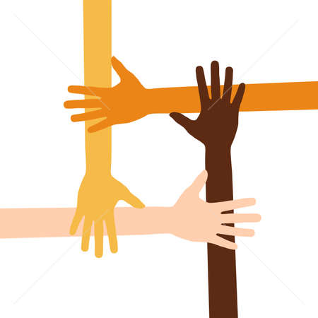 Four hands together team workのイラスト素材