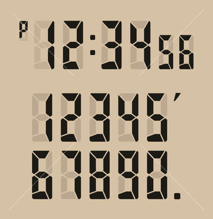 Digital clock vector illustration on brown background.のイラスト素材