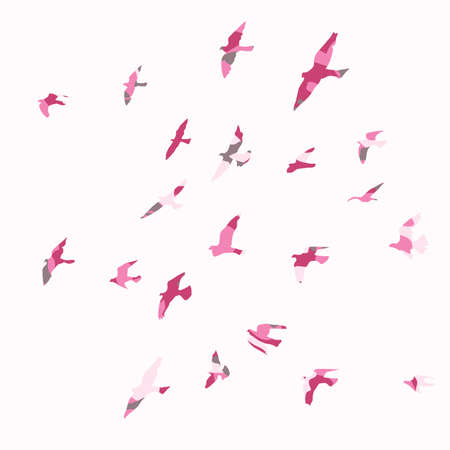 Silhouette of a flock of flying birdsのイラスト素材