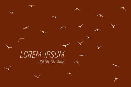 Silhouette of a flock of flying birdsのイラスト素材