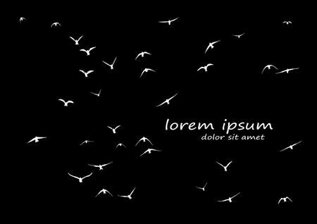 Silhouette of a flock of flying birdsのイラスト素材