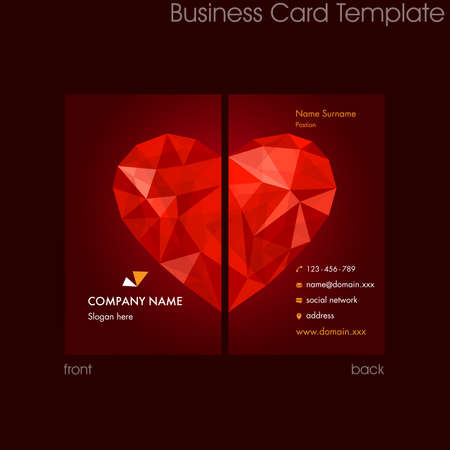 Red Heart Business card templateのイラスト素材