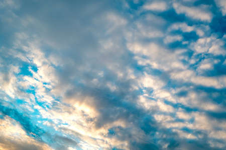 Shining sun at clear blue skyの写真素材