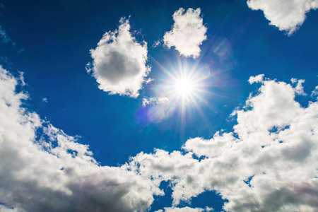 Blue sky background with a tiny cloudsの写真素材