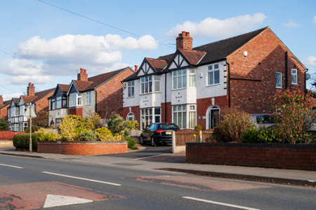 Semi detached houses in Manchester, United Kingdomの写真素材