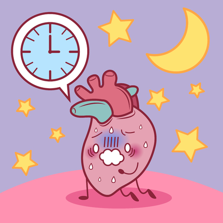 cartoon heart sick and feel tired because overworkのイラスト素材