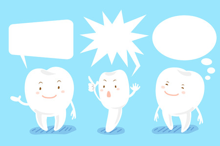 cute cartoon white tooth with speech bubbleのイラスト素材