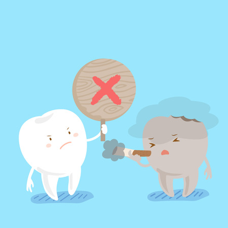 cute cartoon tooth with refusal to smokeのイラスト素材