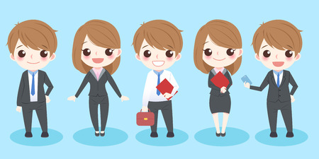 cute cartoon business people smile to youのイラスト素材