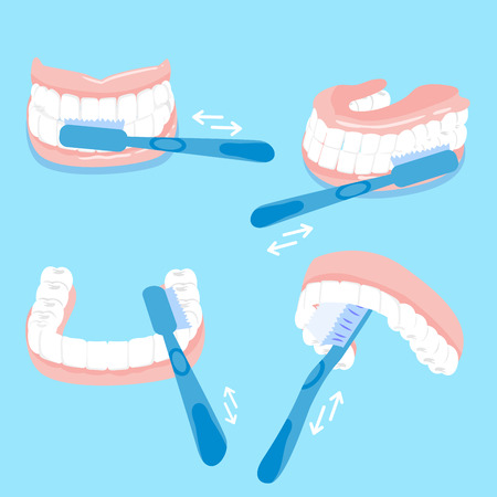 How to brush tooth with blue backgroundのイラスト素材