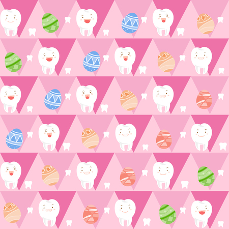 Cute white cartoon tooth with happy Easter.のイラスト素材
