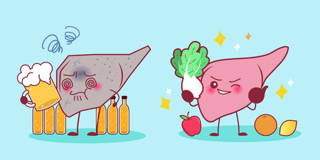 Cute cartonn liver with health problem conceptのイラスト素材