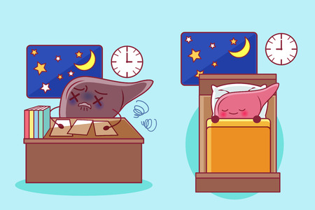 Cute cartonn liver with health problem conceptのイラスト素材