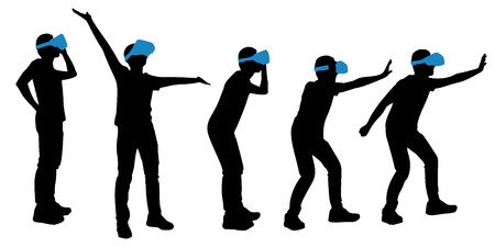 silhouette of man push or lift something with white backgroundのイラスト素材